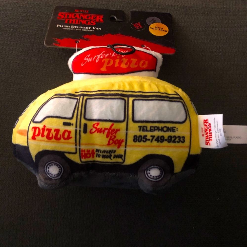 Surfer Boy Pizza Van Dog Toy stranger things with squeaker stranger things